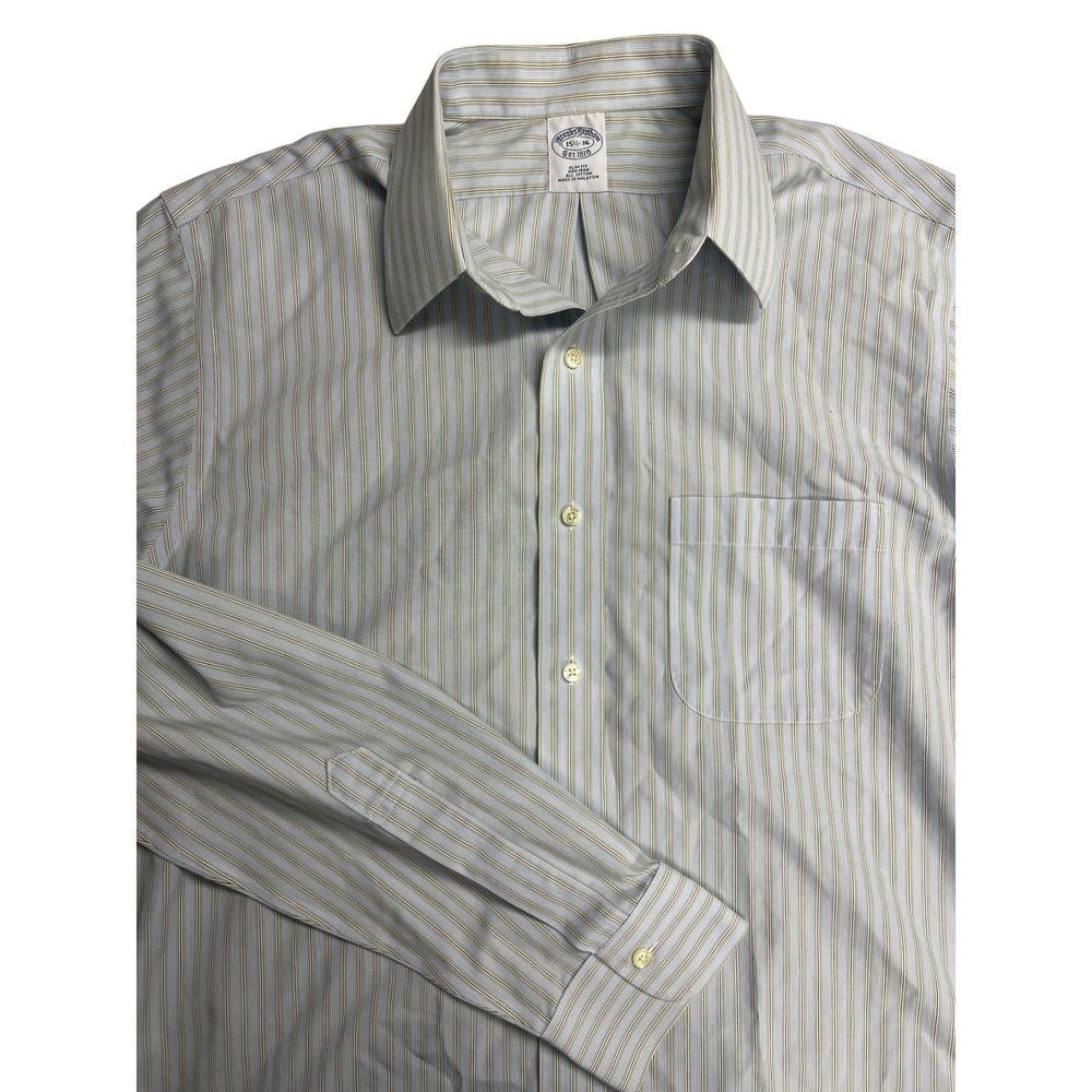 Lot of 2-Brooks Brothers Slim Fit Non-Iron Dress Shirt Blue Cotton 15.5-36 - Picture 2 of 16